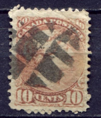 Канада 1888-1897 гг. • SC# 45a • 10 c. • Королева Виктория • бледно-роз. • Used VF+ ( кат.- $55 )