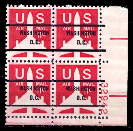 США 1971-3гг. SC# С 78b / 11c. / MNH OG VF no. pl. bl. / АВИАЦИЯ