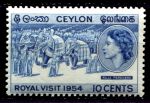 Цейлон 1954 г. • Gb# 434 • 10 c. • Королевский визит • слоны на параде • MNH OG XF