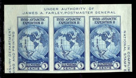 США 1933г. SC# 733a / 3c. / MNH VF / блок  3 марки / КАРТЫ
