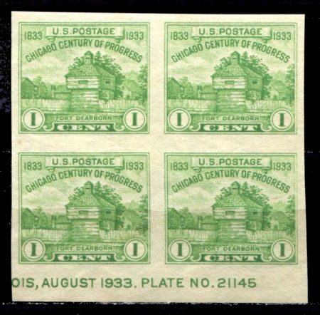 США 1933г. SC# 730a / 1c. / MNH VF / кв. блок / АРХИТЕКТУРА