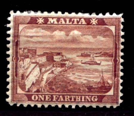 МАЛЬТА 1899-1901гг. GB# 31a / 1/4d. / MH OG VF / АРХИТЕКТУРА ПАРУСА