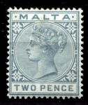 Мальта 1885-1890 гг. • Gb# 23 • 2 d. • Виктория • стандарт • MH OG VF ( кат. - £9 )