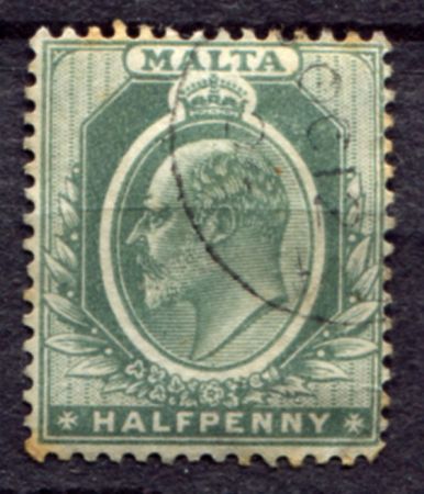 Мальта 1903-1904 гг. • Gb# 38 • ½ d. • Эдуард VII • стандарт • Used F-VF ( кат.- £ 1 )