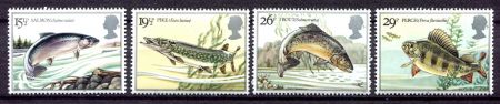 ВЕЛИКОБРИТАНИЯ 1983г. GB# 1207-10 / РЫБЫ / MNH OG VF / ФАУНА