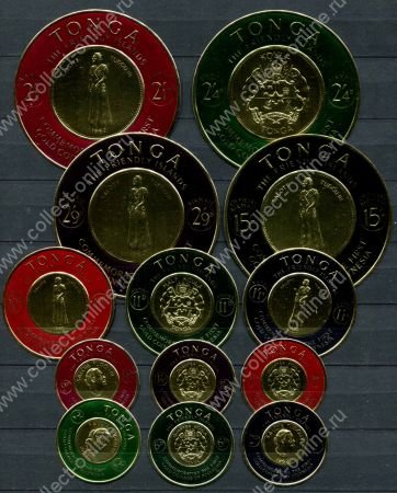 Тонга 1963 гг. • GB# 129-40,O17 • 1 d. - 15 sh. • Выпуск первых золотых монет в Полинезии • фольга • MNH OG VF ( кат. - £15 )