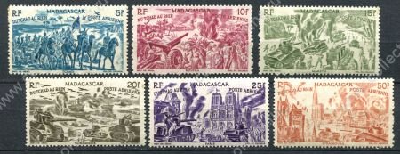 МАЛАГАСИ 1946г. SC#C45-50 / ВОЕННЫЙ ВЫПУСК / MNH OG VF / ВОЙНА АВИАЦИЯ