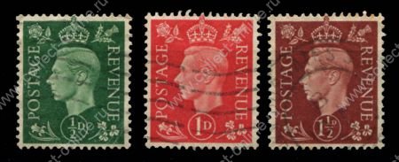Великобритания 1937-1947 гг. • Gb# 462-4 • ½ - 1½ d. • Георг VI • стандарт • Used F-VF