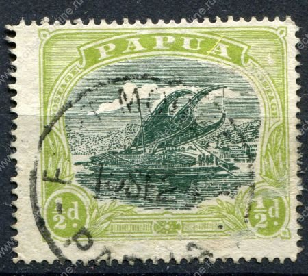 ПАПУА 1916-31гг. GB# 93 / 1/2 d. ЛАКАТОИ / USED VF / ПАРУСА