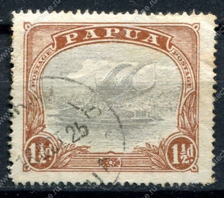 ПАПУА 1916-31гг. GB# 95 / 1 1/2 d. ЛАКАТОИ / USED VF / ПАРУСА
