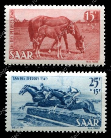 Саар 1949 г. Mi# 265-6 • Скаковые лошади • благотворительный выпуск • MLH OG XF • полн. серия ( кат.- €20 )