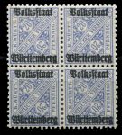 Вюртемберг 1919 г. Mi# 264 • 20 pf. • надпечатка "Народное государство Вюртемберг" • служебный выпуск • кв. блок • MNH OG XF