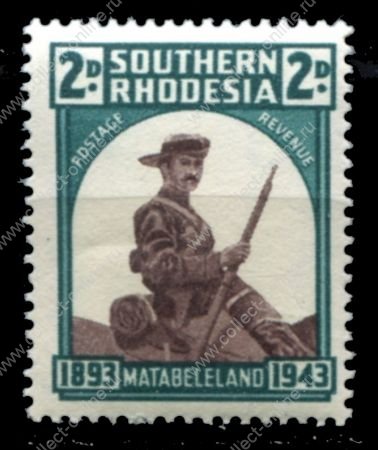 Южная Родезия 1943 г. Gb# 61 • 2d. • 50-летие оккупации Матабелеленда • MNH OG XF