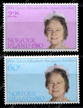 Норфолк о-в 1980 г. Gb# 252-3 • 80-летие Королевы-матери • MNH OG XF • полн. серия