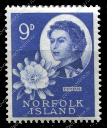 Норфолк о-в 1960-62 гг. Gb# 29 • Елизавета II основной выпуск • 9d. • цветок кактуса • MNH OG XF