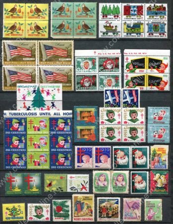 США • Рождественские и благотворительные этикетки • набор 69 марок • MNH/MH OG/NG F- VF