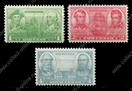 США 1936-7 гг. • Sc# 780-1,783 • 1,2 и 4 c. • выпуск в честь ВМФ • Mint NG VF