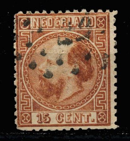 Нидерланды 1867 г. • SC# 9 • 15 c. • король Виллем III • стандарт • Used F-VF ( кат. - $35 )