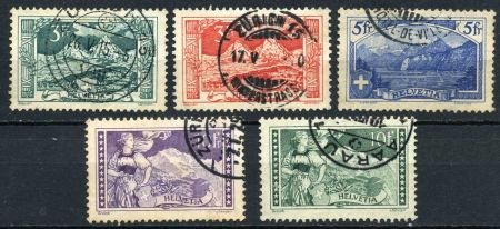 Швейцария 1914-1930 гг. • SC# 181-5 • 3 - 10 fr. • Пейзажи Швейцарии • полн. серия • Used XF ( кат.- $60 )