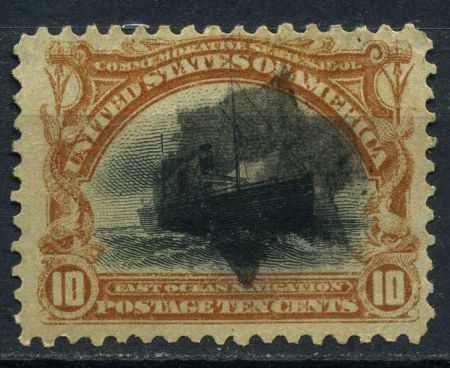 США 1901 г. • Sс# 299 • 10 c. • Панамериканская выставка • пароход • Used F ( кат. - $33 )