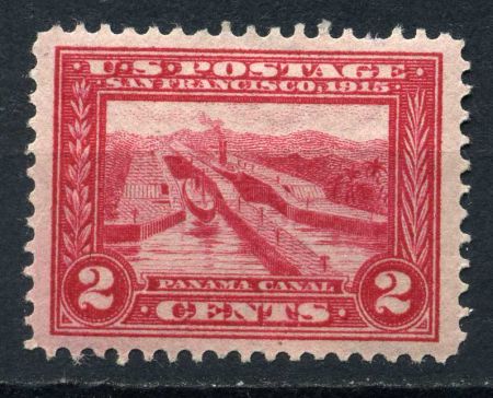 США 1913 г. SC# 398 • 2 c. • Выставка "Панама-Тихий Океан" • корабли в канале • перф. 12 • MH OG F-VF ( кат. - $20 )