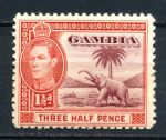 Гамбия 1938-1946 гг. • Gb# 152b • 1½ d. • Георг VI • осн. выпуск • слон под пальмой • MNH OG VF