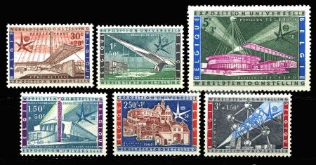 Бельгия 1958 г. • Mi# 1094-9 • Всемирная выставка "Экспо-58", Брюссель • павильоны • полн. серия • MNH OG XF ( кат.- € 4 )