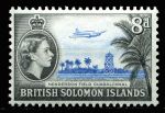 Британские Соломоновы о-ва 1956-1963 гг. • Gb# 90 • 8 d. • Елизавета II основной выпуск • самолет над аэродромом • MNH OG VF