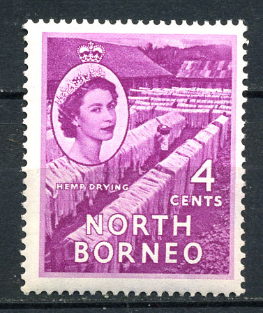 Северное Борнео 1954-1959 гг. • Gb# 375 • 4 c. • Елизавета II основной выпуск • сушка конопли • MNH OG XF ( кат. - £2 )