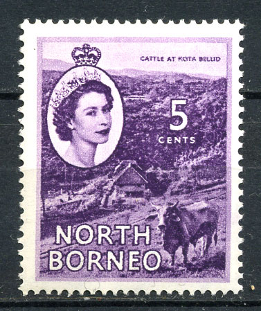 Северное Борнео 1954-1959 гг. • Gb# 376 • 5 c. • Елизавета II основной выпуск • корова • MNH OG XF ( кат. - £1 )