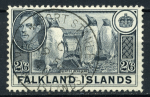Фолклендские о-ва 1938-1950 гг. • Gb# 160 • 2s.6d. • Георг VI • основной выпуск • пингвины • Used XF (кат. - £25)