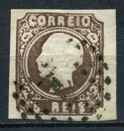 Португалия 1862 г. • Mi# 12 I • 5 R. • Луиш I • б.з. • стандарт • Used XF+ ( кат.- € 35 )