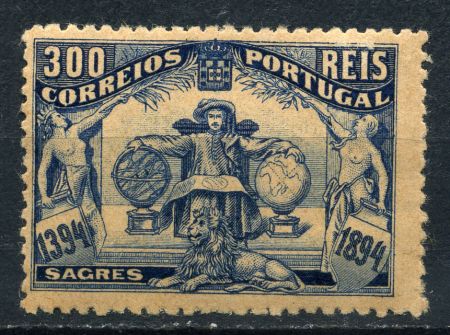 Португалия 1894 г. • Mi# 106 • 300 r. • Генрих мореплаватель (500 лет со дня рождения) • MH OG VF ( кат.- € 180 )