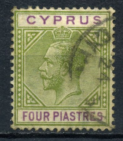 Кипр 1921-1933 гг. • Gb# 95 • 4 pi. • Георг V • стандарт • Used VF ( кат.- £25 )