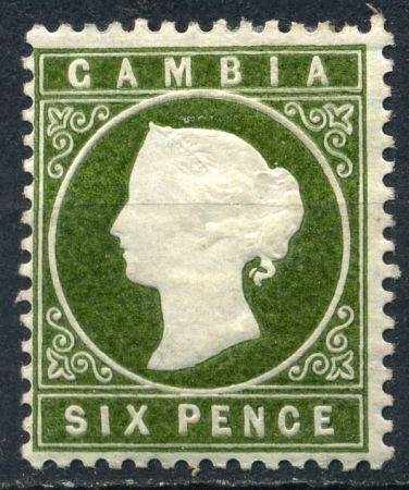Гамбия 1886-1893 гг. • Gb# 32d • 6d. • Королева Виктория • стандарт • MH OG VF ( кат. - £80 )