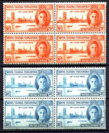 КЕНИЯ УГАНДА ТАНГАНИКА 1946г. GB# 155-6 MNH OG VF КВ. БЛОКИ / ОМНИБУС