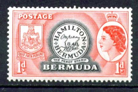 Бермуды 1953-1962 гг. • Gb# 136 • 1 d. • Елизавета II • осн. выпуск • почтовая печать • MNH OG VF