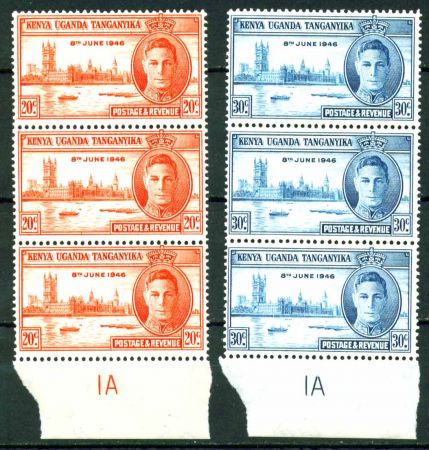 КЕНИЯ УГАНДА ТАНГАНИКА 1946г. GB# 155-6 MNH OG VF НОМЕРНАЯ СЦ. 3м. / ОМНИБУС