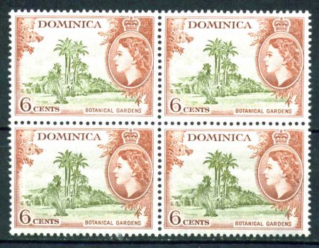 ДОМИНИКА 1954-62г. GB# 148 / 6c. MNH OG кв. блок