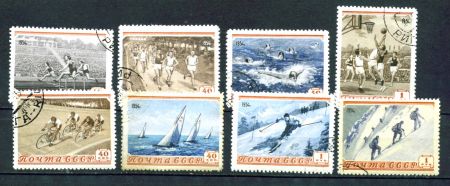 СССР 1954 г. • Сол# 1764-1771 • 40 коп. - 1 руб. • Спорт в СССР • полн. серия • Used(ФГ) OG VF