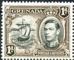 Гренада 1938-1950 гг. • Gb# 154 • 1 d. • Георг V • осн. выпуск • парусный бот • MH OG VF