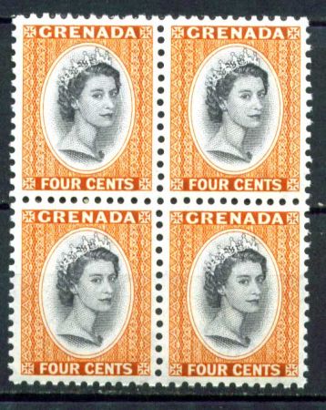 ГРЕНАДА 1953-9гг. GB# 196 / 4с. MNH OG VF кв. блок