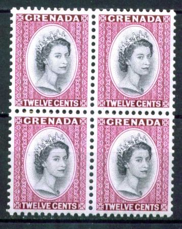 Гренада 1953-1959 гг. • Gb# 200 • 12 c. • Елизавета II • стандарт • кв. блок • MNH OG VF