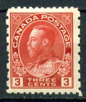 Канада 1931 г. • Sc# 184 • 3 c. • выпуск "Адмирал" • кармин. (перф. - 12х8) • стандарт • MNH OG F-VF ( кат. - $25 )