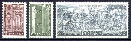 Польша 1960 г. • Mi# 1174-6 • 60 gr. - 2.50 zt. • 550-летие Грюнвальдской битвы  • MNH OG XF • полн. серия ( кат. - €6 )