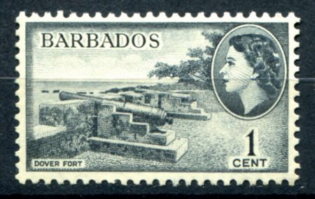 Барбадос 1964-1965 гг. • Gb# 312 • 1 c. • Елизавета II • основной выпуск • батареи форта Довер • MNH OG VF