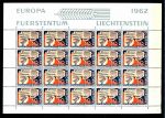 ЛИХТЕНШТЕЙН 1962г. MI# 418 / ЕВРОПА лист 20м MNH OG VF