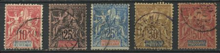 ФР. ОКЕАНИЯ 1892-1907гг. SC# 7..17 / 5 МАРОК / USED VF