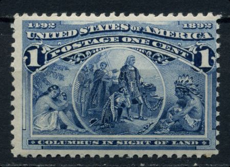 США 1893 г. • SC# 230 • 1 c. • Колумбова выставка • Сцена на корабле • MNH OG F-VF ( кат. - $65 )