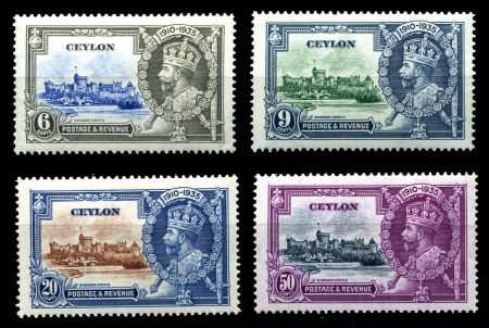 ЦЕЙЛОН 1935г. GB# 379-82 / ЮБИЛЕЙ MNH OG VF / ОМНИБУС